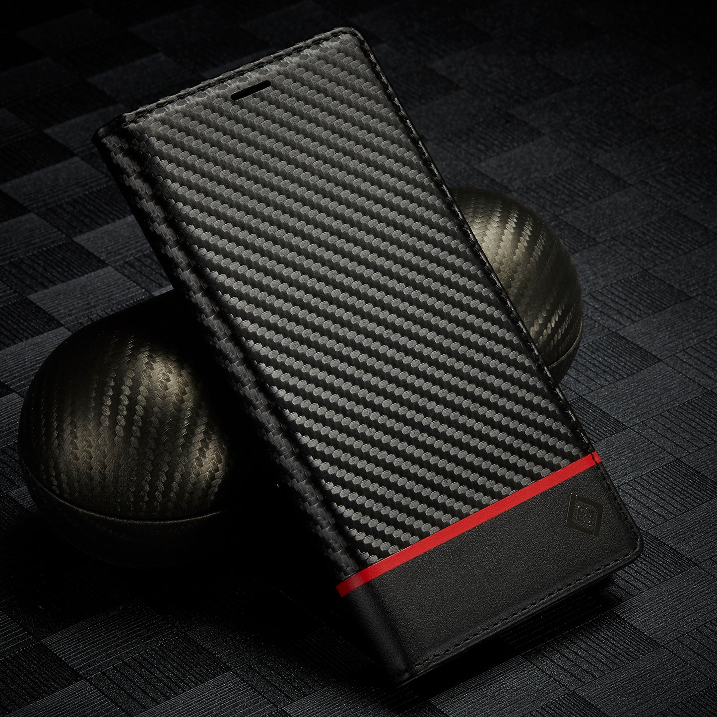 LC.IMEEKE Wallet Stand Leather Case Carbon Fiber Texture Phone Cover for iPhone 13 Pro 6.1 inch