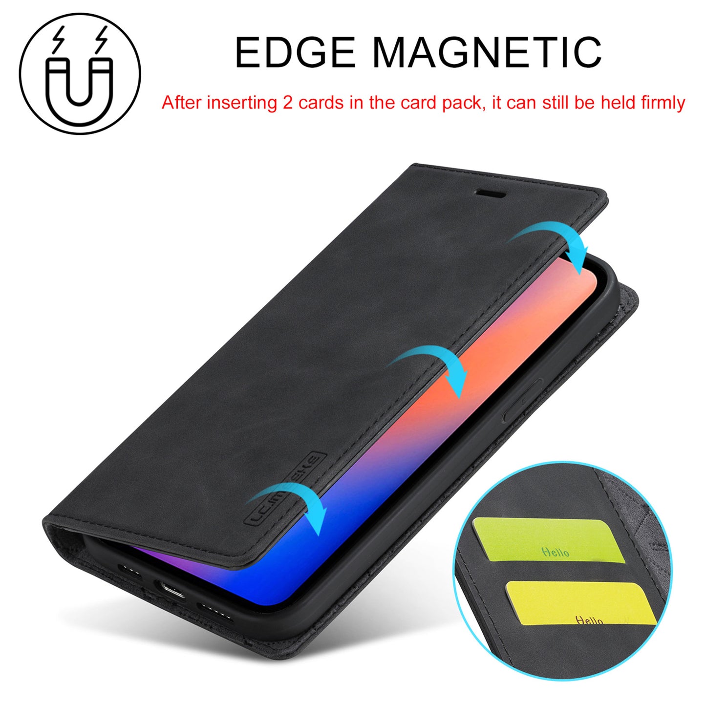 LC.IMEEKE LC Strong Magnetic Series Wallet Stand Design Shockproof PU Leather Phone Case Cover for iPhone 13 Pro 6.1 inch