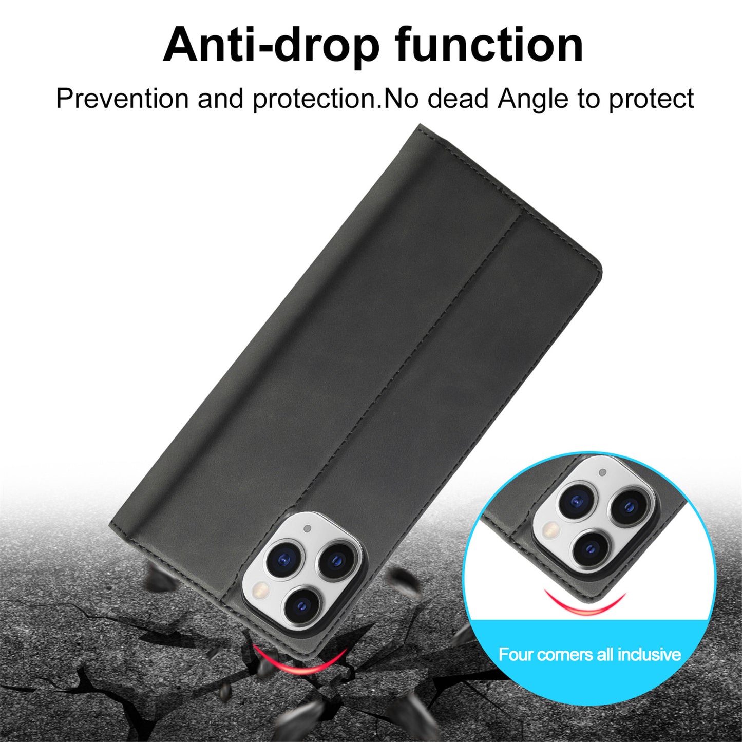 LC.IMEEKE LC Strong Magnetic Series Wallet Stand Design Shockproof PU Leather Phone Case Cover for iPhone 13 Pro 6.1 inch