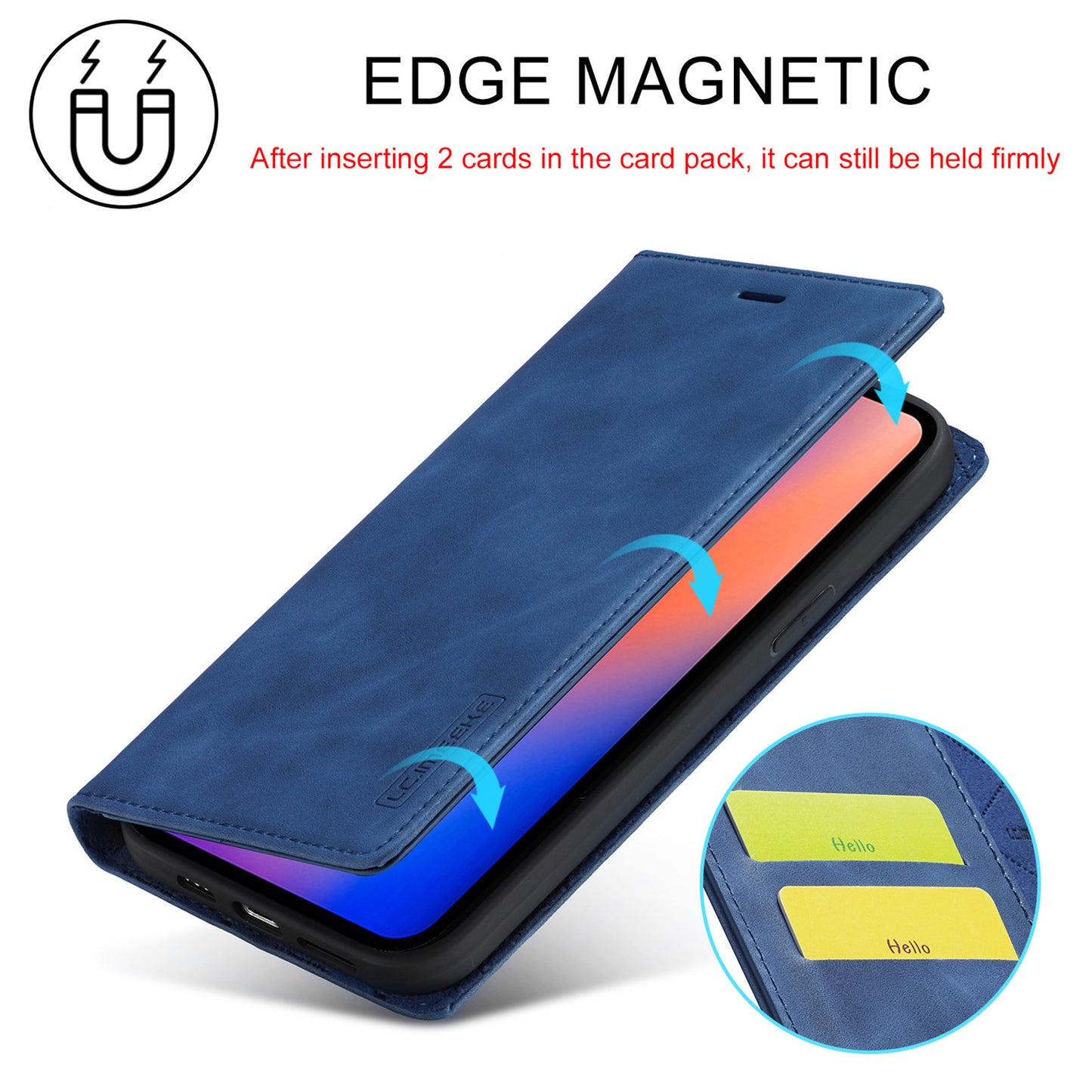 LC.IMEEKE LC Strong Magnetic Series Wallet Stand Design Shockproof PU Leather Phone Case Cover for iPhone 13 Pro 6.1 inch