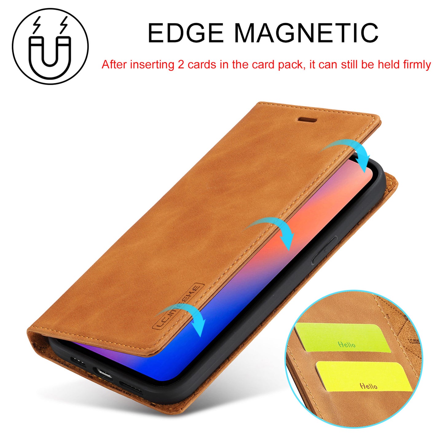 LC.IMEEKE LC Strong Magnetic Series Wallet Stand Design Shockproof PU Leather Phone Case Cover for iPhone 13 Pro 6.1 inch