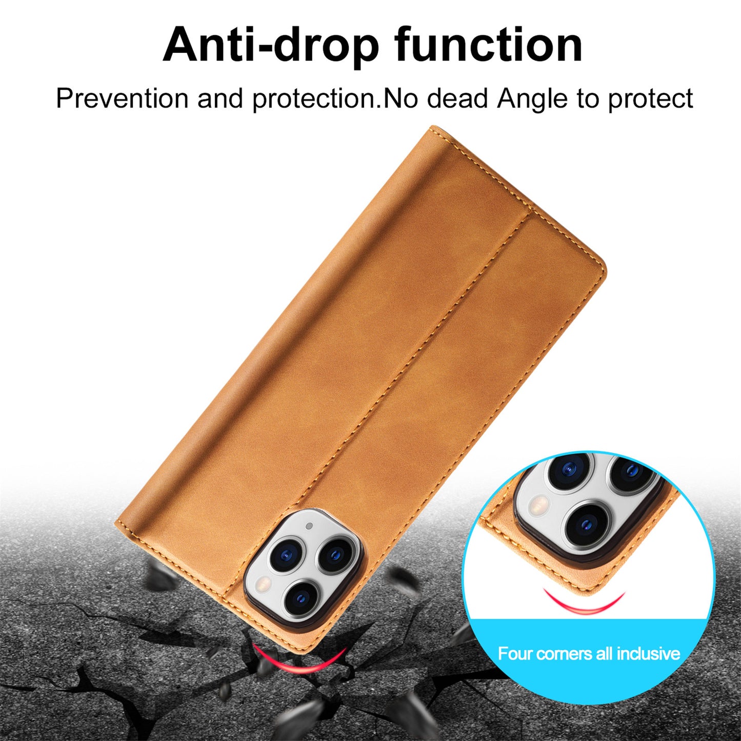 LC.IMEEKE LC Strong Magnetic Series Wallet Stand Design Shockproof PU Leather Phone Case Cover for iPhone 13 Pro 6.1 inch