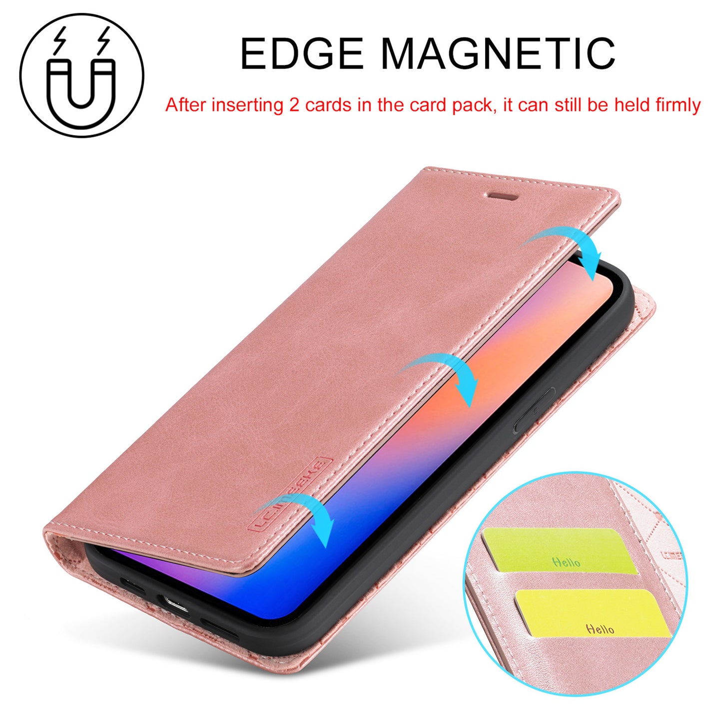 LC.IMEEKE LC Strong Magnetic Series Wallet Stand Design Shockproof PU Leather Phone Case Cover for iPhone 13 Pro 6.1 inch