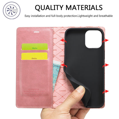 LC.IMEEKE LC Strong Magnetic Series Wallet Stand Design Shockproof PU Leather Phone Case Cover for iPhone 13 Pro 6.1 inch