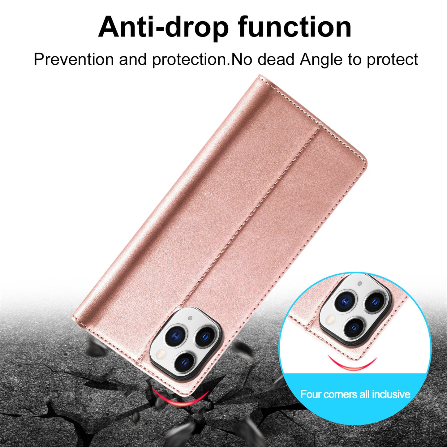 LC.IMEEKE LC Strong Magnetic Series Wallet Stand Design Shockproof PU Leather Phone Case Cover for iPhone 13 Pro 6.1 inch