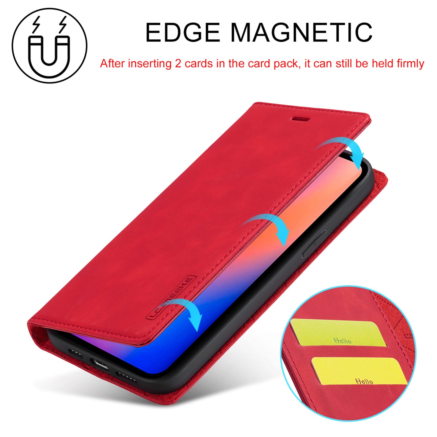 LC.IMEEKE LC Strong Magnetic Series Wallet Stand Design Shockproof PU Leather Phone Case Cover for iPhone 13 Pro 6.1 inch