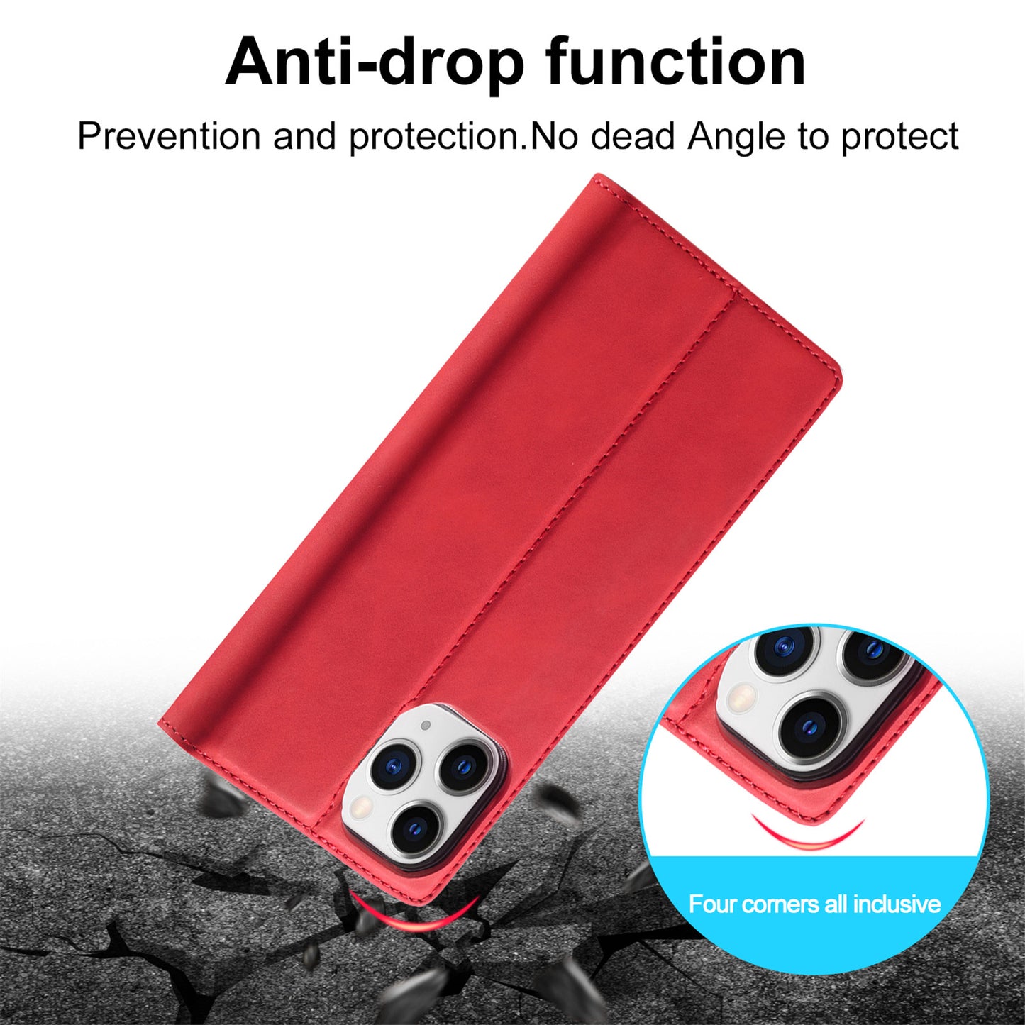LC.IMEEKE LC Strong Magnetic Series Wallet Stand Design Shockproof PU Leather Phone Case Cover for iPhone 13 Pro 6.1 inch