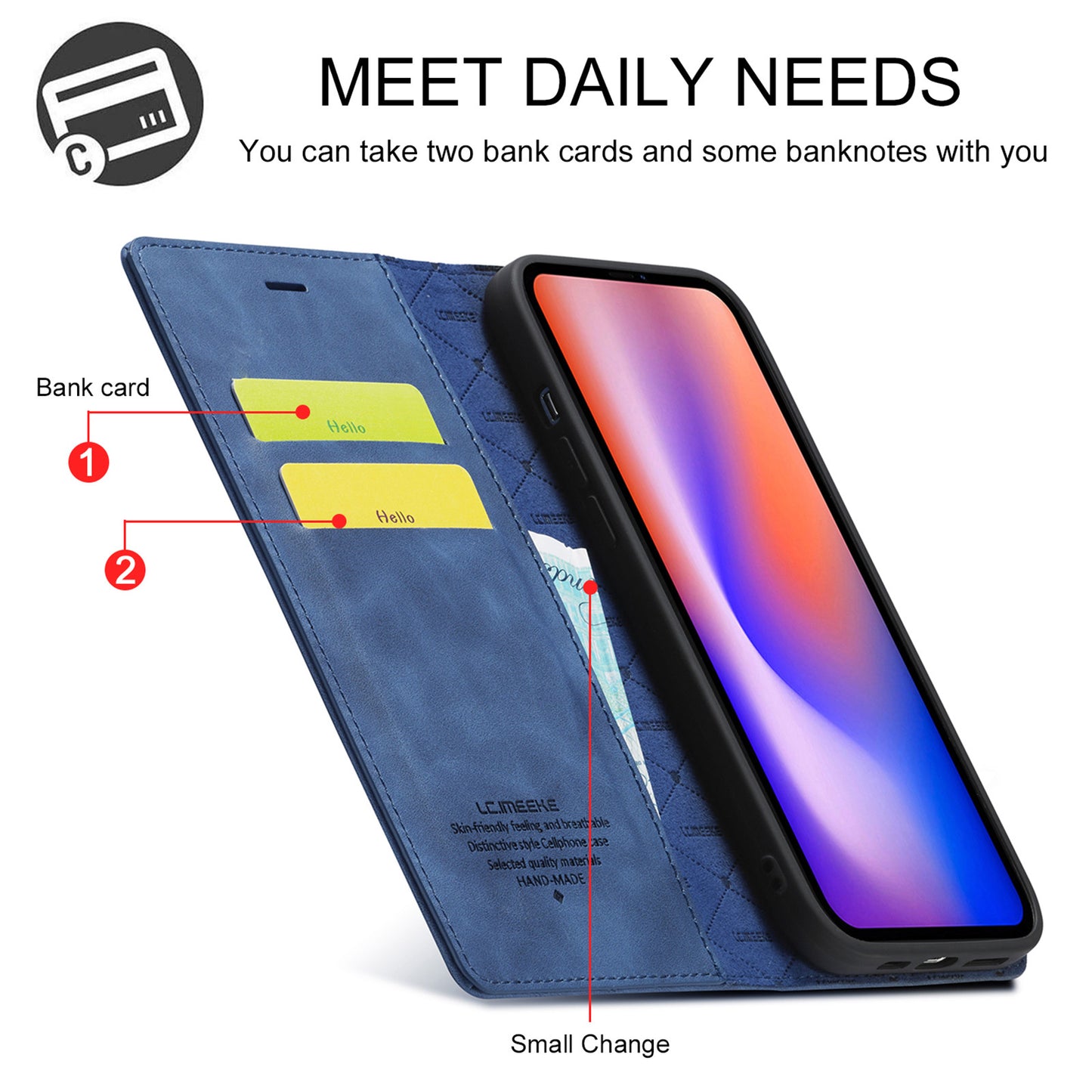LC.IMEEKE LC Strong Magnetic Series Auto-absorbed Leather Stand Phone Shell with Wallet for iPhone 13 Pro Max 6.7 inch
