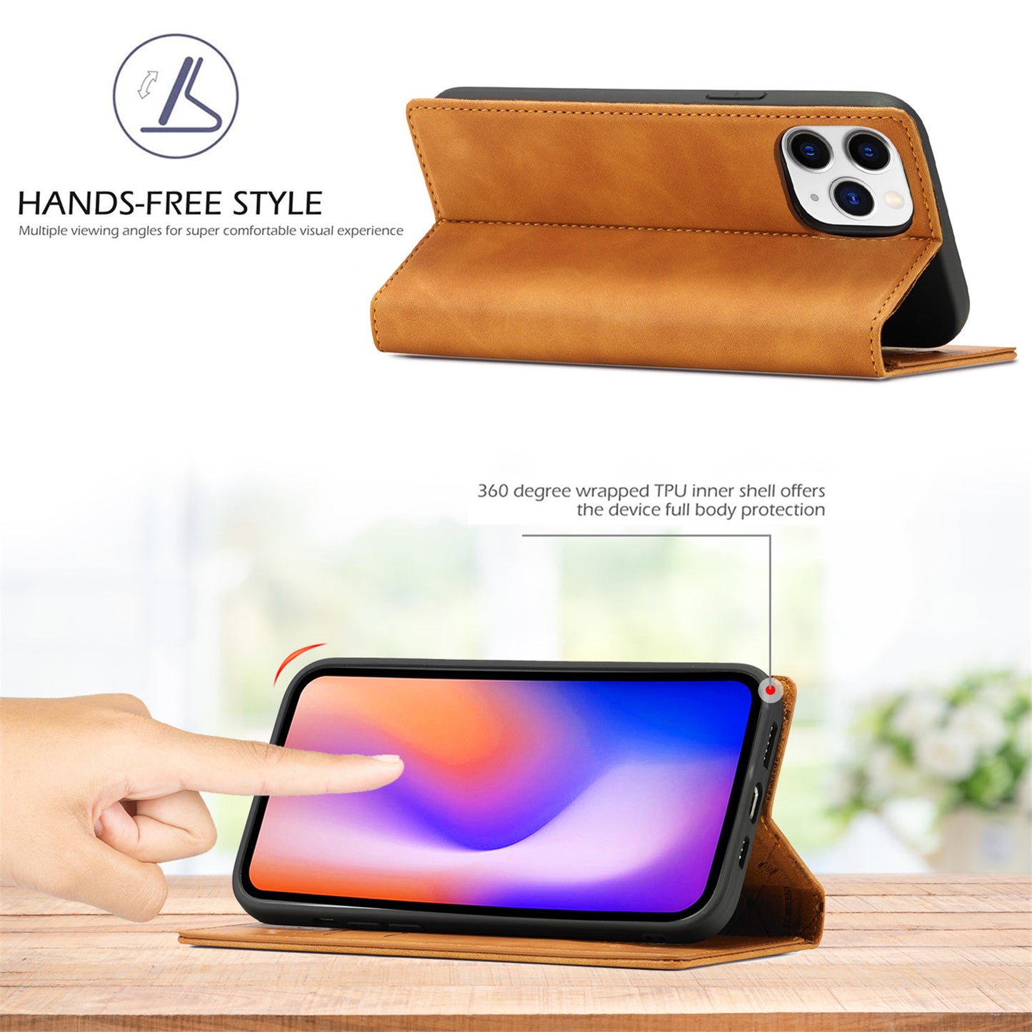 LC.IMEEKE LC Strong Magnetic Series Auto-absorbed Leather Stand Phone Shell with Wallet for iPhone 13 Pro Max 6.7 inch