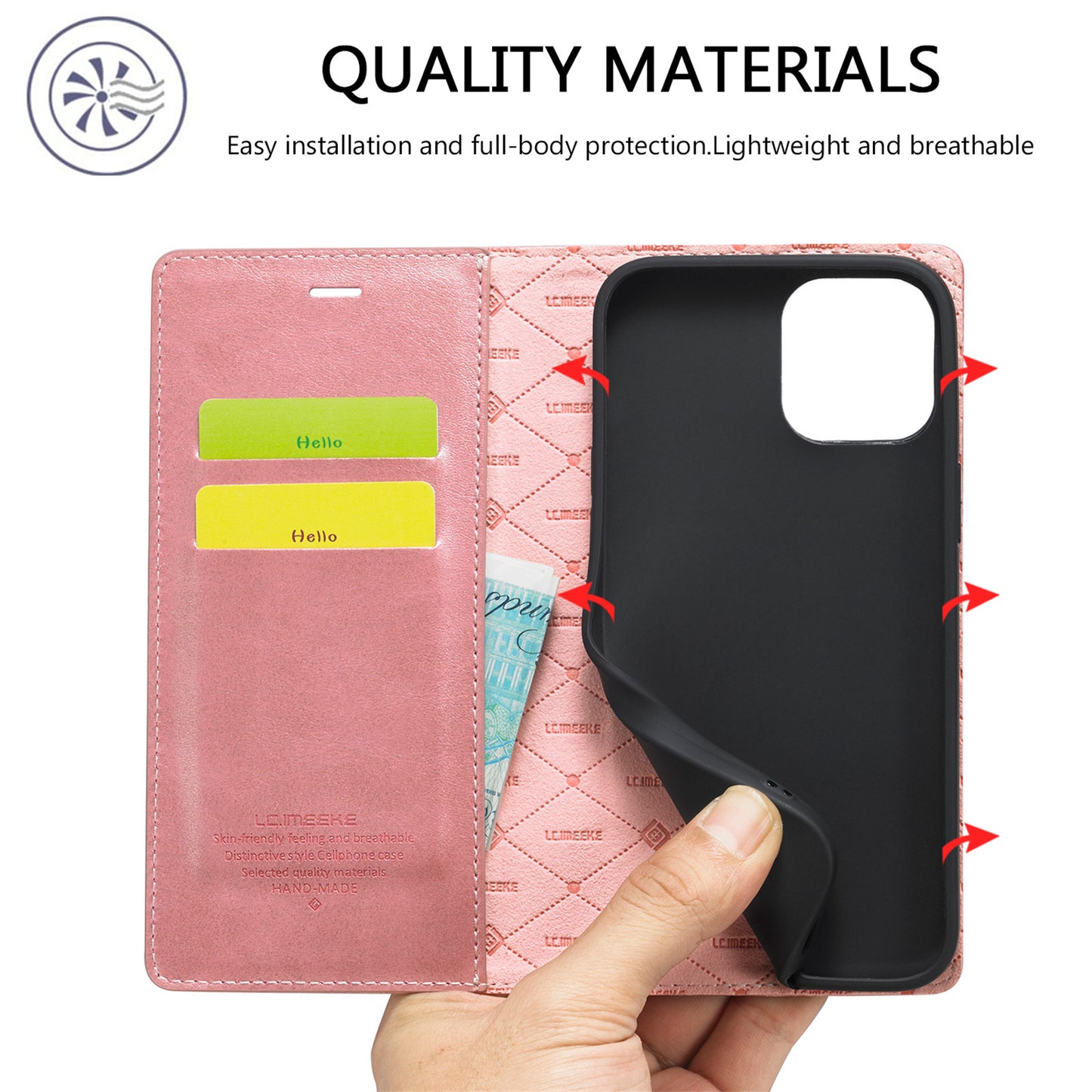 LC.IMEEKE LC Strong Magnetic Series Auto-absorbed Leather Stand Phone Shell with Wallet for iPhone 13 Pro Max 6.7 inch