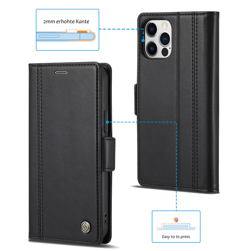 LC.IMEEKE Shockproof PU Leather Wallet Stand Phone Shell for iPhone 13 Pro Max 6.7 inch