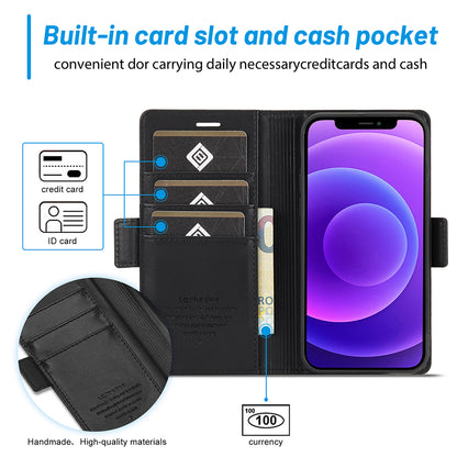 LC.IMEEKE Shockproof PU Leather Wallet Stand Phone Shell for iPhone 13 Pro Max 6.7 inch