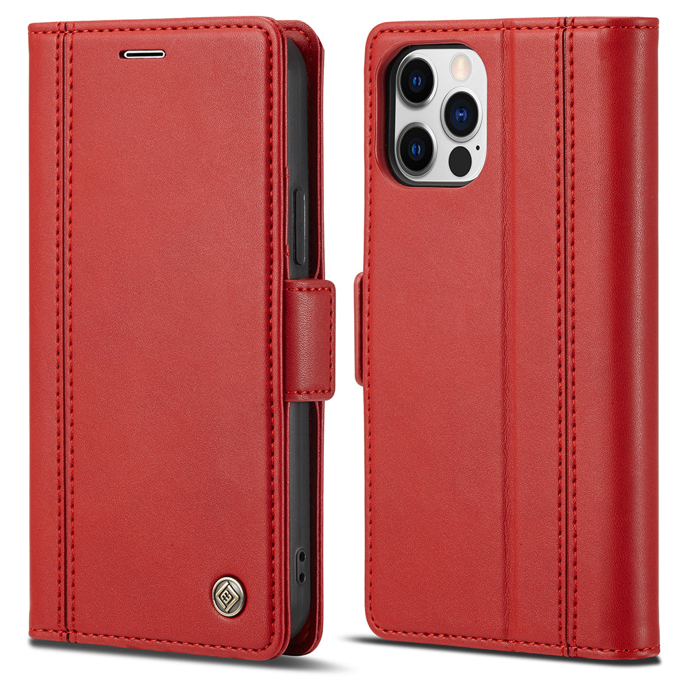 LC.IMEEKE Shockproof PU Leather Wallet Stand Phone Shell for iPhone 13 Pro Max 6.7 inch