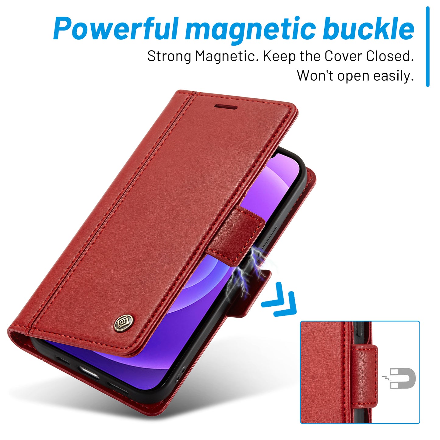 LC.IMEEKE Shockproof PU Leather Wallet Stand Phone Shell for iPhone 13 Pro Max 6.7 inch