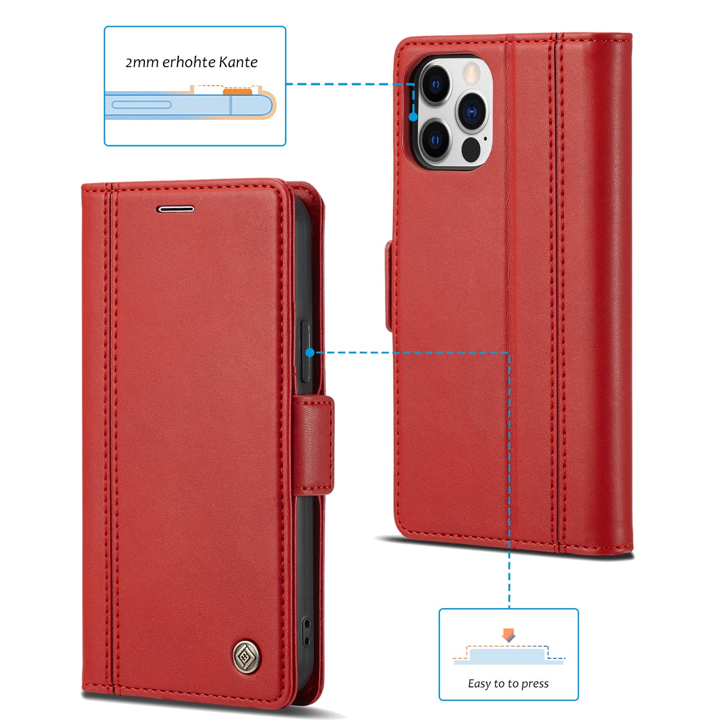 LC.IMEEKE Shockproof PU Leather Wallet Stand Phone Shell for iPhone 13 Pro Max 6.7 inch