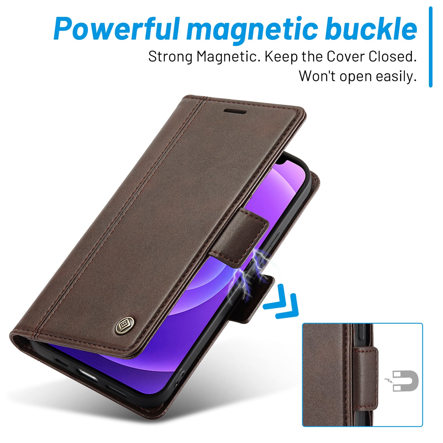 LC.IMEEKE Shockproof PU Leather Wallet Stand Phone Shell for iPhone 13 Pro Max 6.7 inch