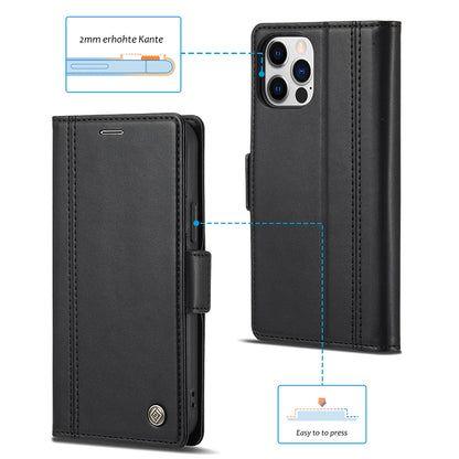 LC.IMEEKE Shockproof Full Protection PU Leather Card Slots Wallet Phone Shell with Stand for iPhone 13 Pro 6.7 inch