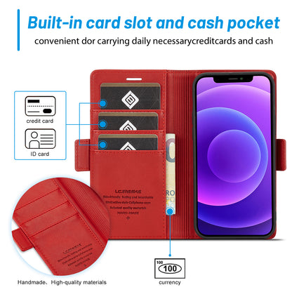 LC.IMEEKE Shockproof Full Protection PU Leather Card Slots Wallet Phone Shell with Stand for iPhone 13 Pro 6.7 inch