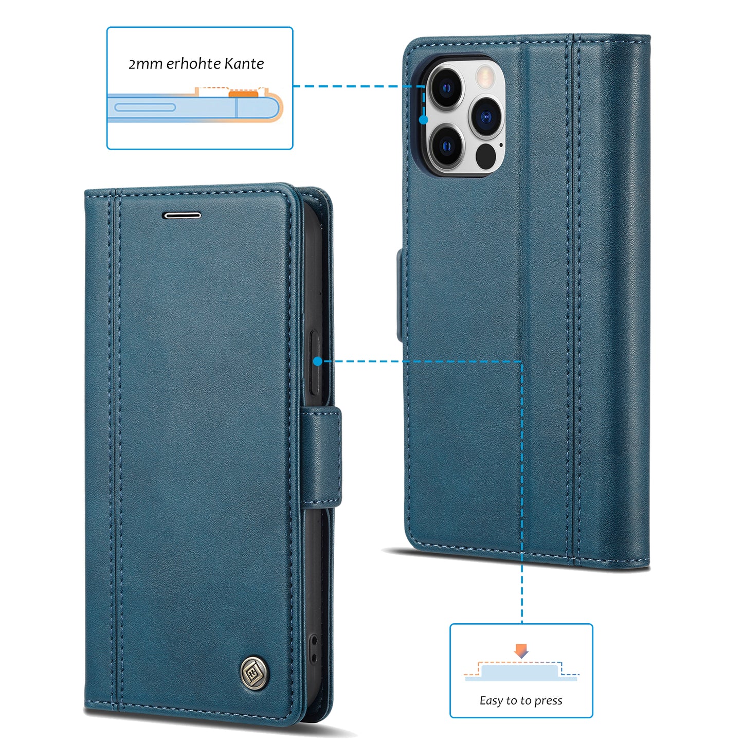 LC.IMEEKE Shockproof Full Protection PU Leather Card Slots Wallet Phone Shell with Stand for iPhone 13 Pro 6.7 inch