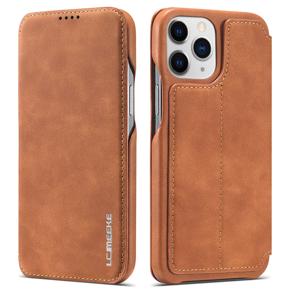 LC.IMEEKE Vintage PU Leather Case Shell with Stand and Card Slot for iPhone 13 Pro 6.1 inch