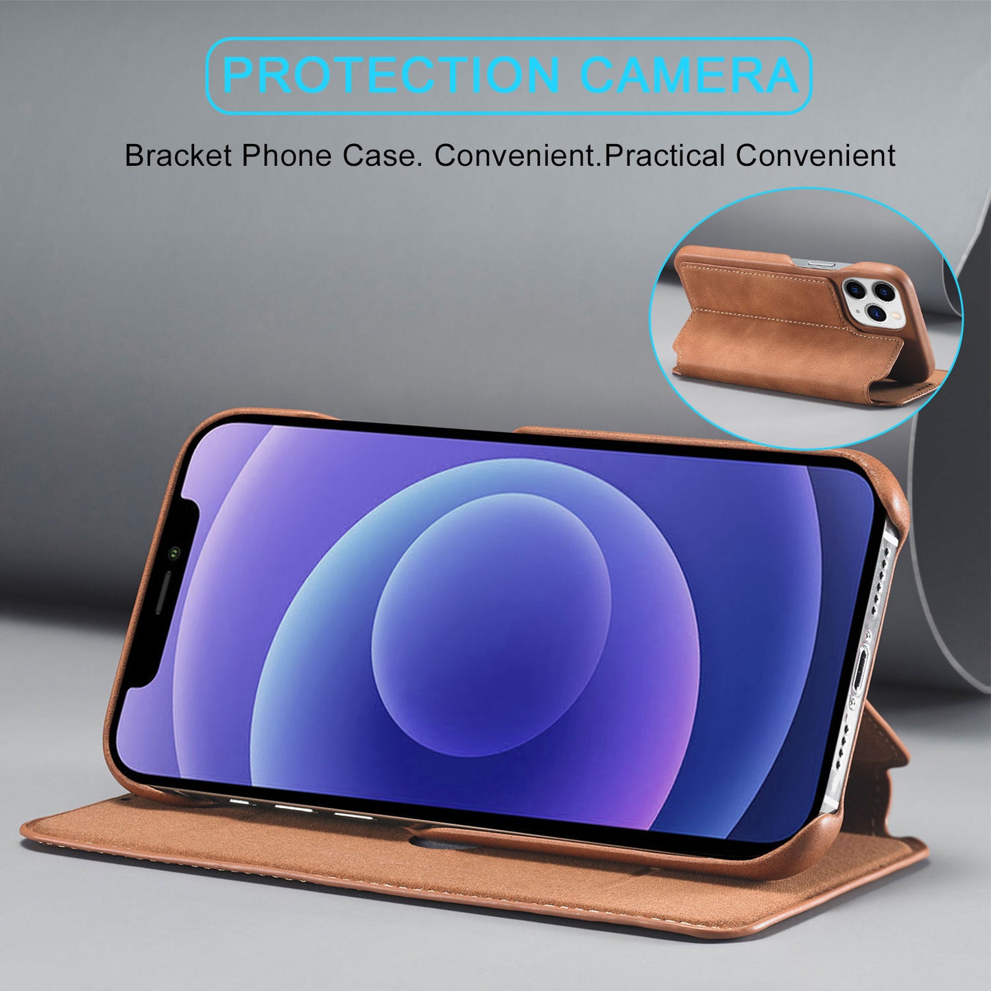 LC.IMEEKE Vintage PU Leather Case Shell with Stand and Card Slot for iPhone 13 Pro 6.1 inch