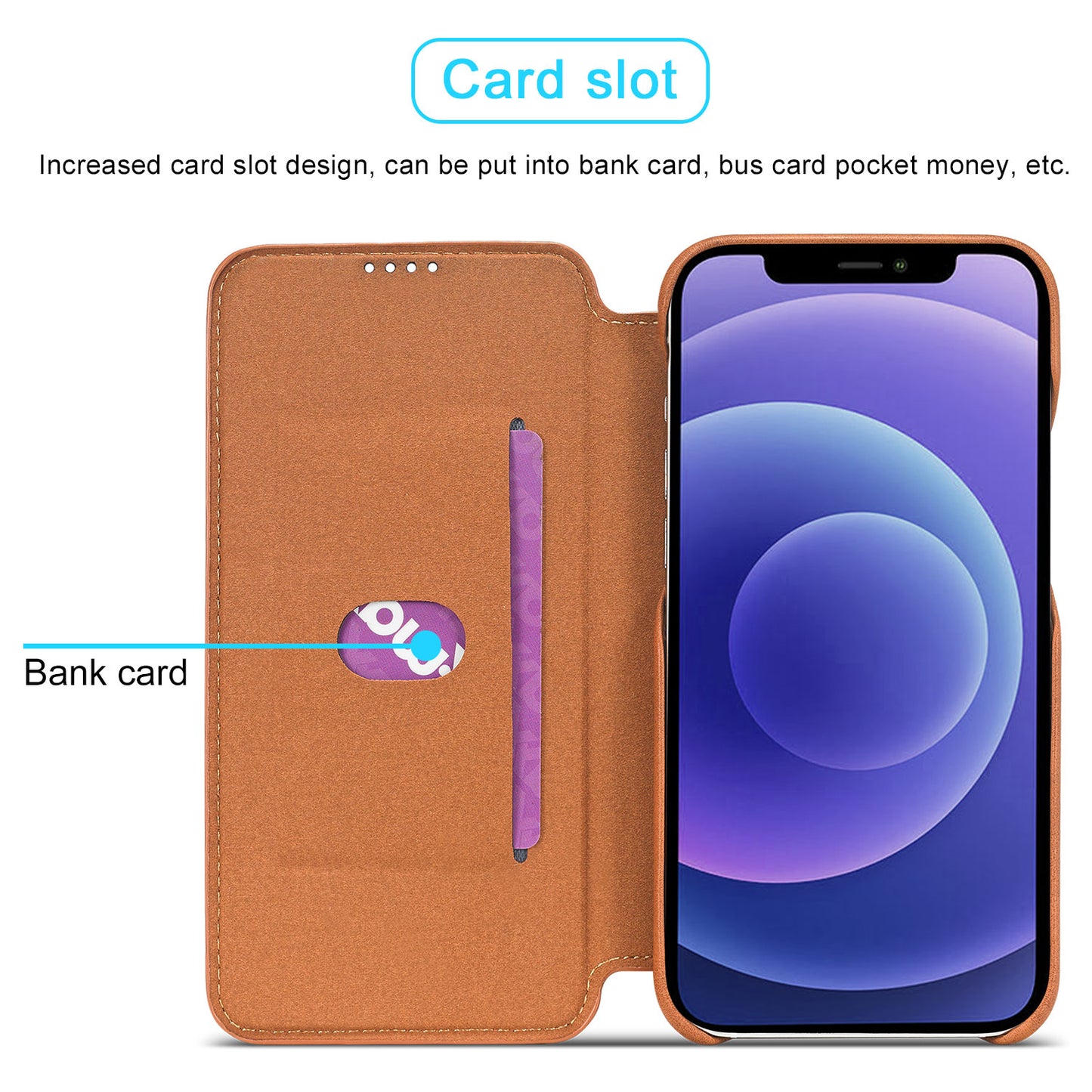 LC.IMEEKE Vintage PU Leather Case Shell with Stand and Card Slot for iPhone 13 Pro 6.1 inch