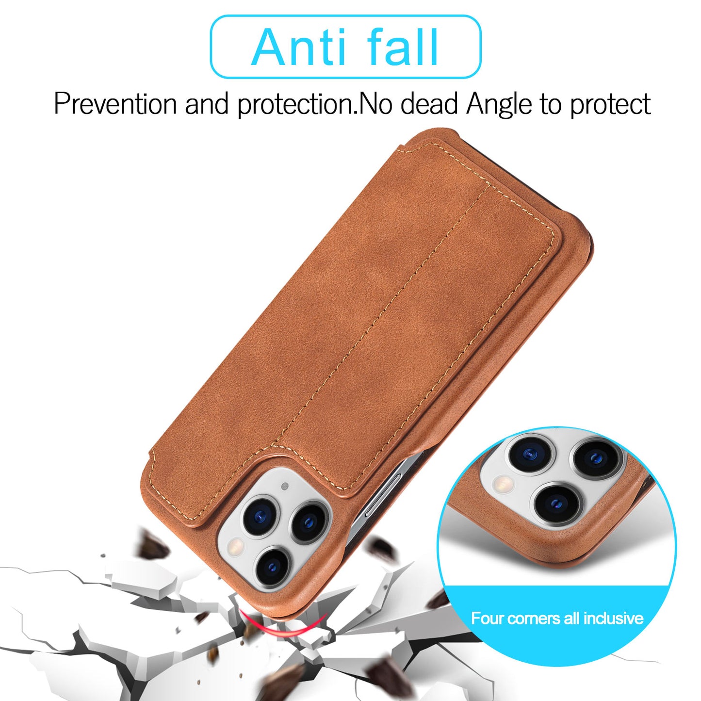 LC.IMEEKE Vintage PU Leather Case Shell with Stand and Card Slot for iPhone 13 Pro 6.1 inch