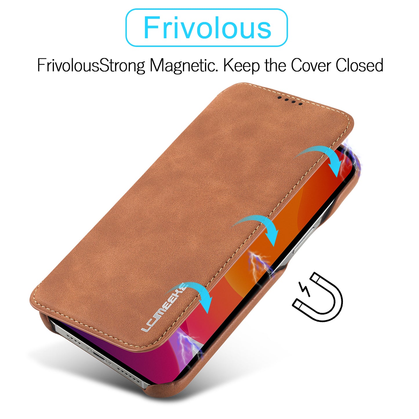LC.IMEEKE Vintage PU Leather Case Shell with Stand and Card Slot for iPhone 13 Pro 6.1 inch