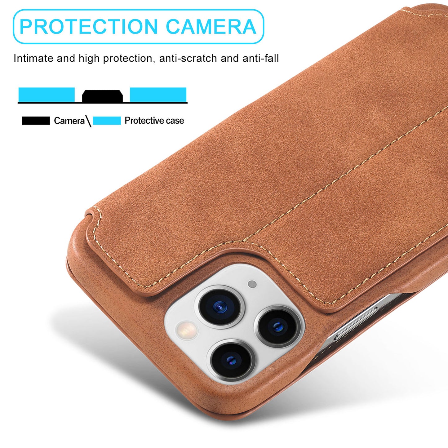 LC.IMEEKE Vintage PU Leather Case Shell with Stand and Card Slot for iPhone 13 Pro 6.1 inch