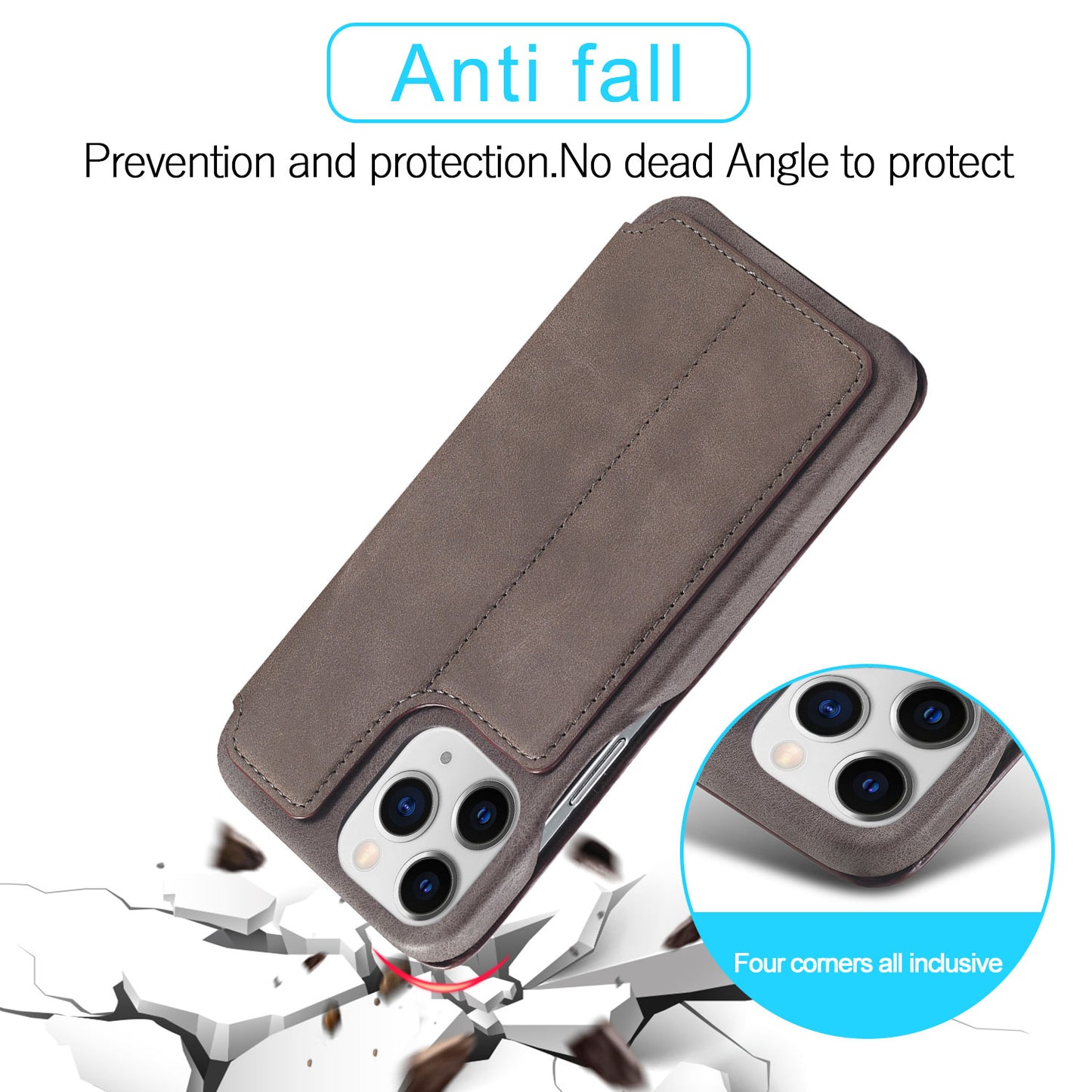 LC.IMEEKE Vintage PU Leather Case Shell with Stand and Card Slot for iPhone 13 Pro 6.1 inch
