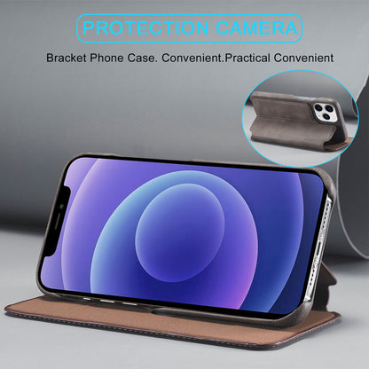 LC.IMEEKE Vintage PU Leather Case Shell with Stand and Card Slot for iPhone 13 Pro 6.1 inch