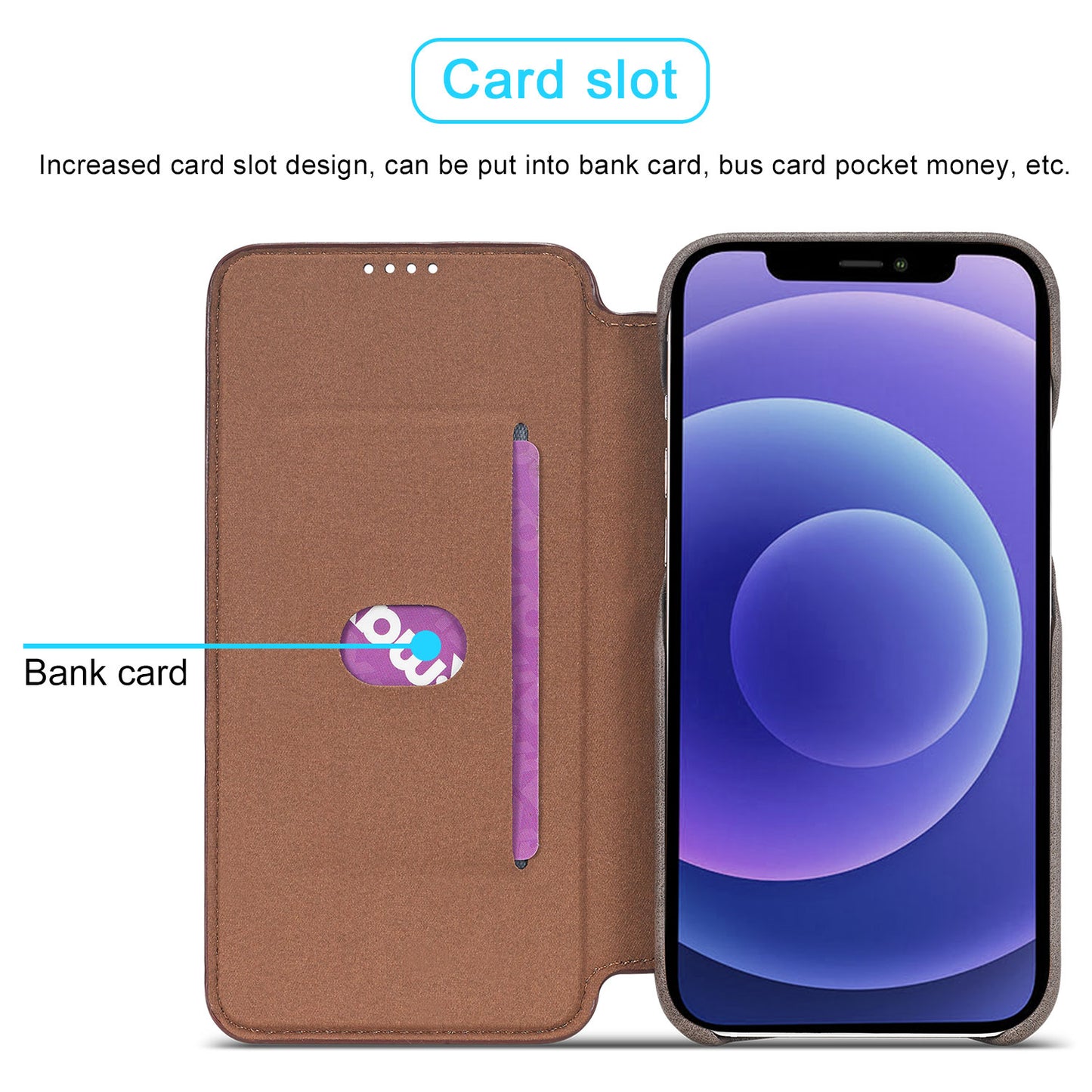 LC.IMEEKE Vintage PU Leather Case Shell with Stand and Card Slot for iPhone 13 Pro 6.1 inch