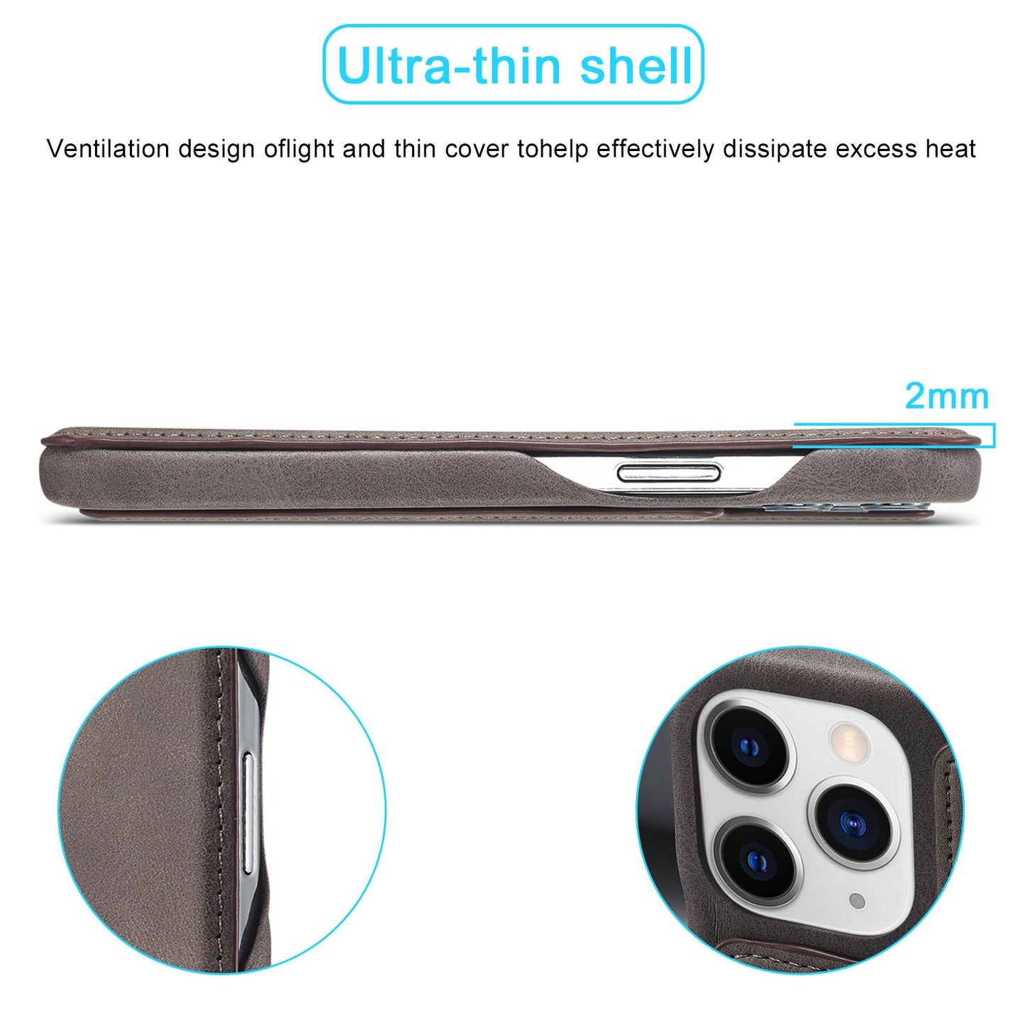 LC.IMEEKE Vintage PU Leather Case Shell with Stand and Card Slot for iPhone 13 Pro 6.1 inch