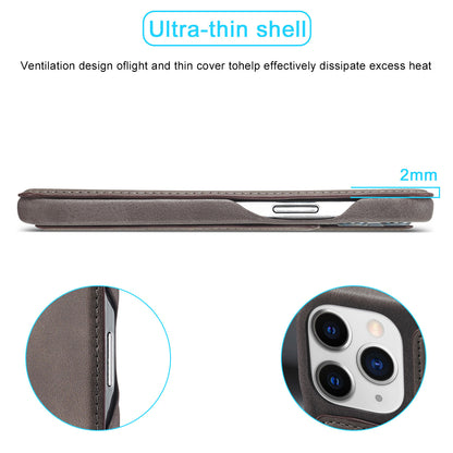 LC.IMEEKE Vintage PU Leather Case Shell with Stand and Card Slot for iPhone 13 Pro 6.1 inch