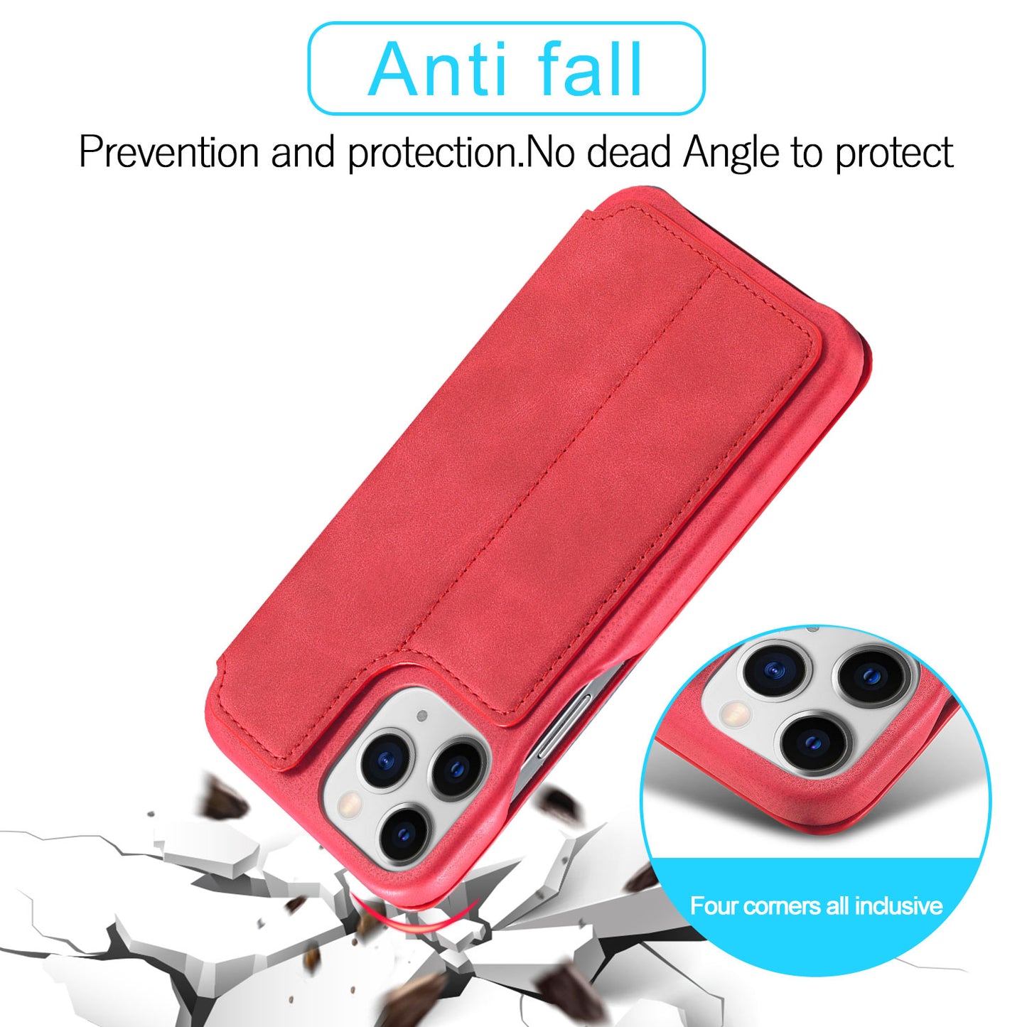 LC.IMEEKE Vintage PU Leather Case Shell with Stand and Card Slot for iPhone 13 Pro 6.1 inch
