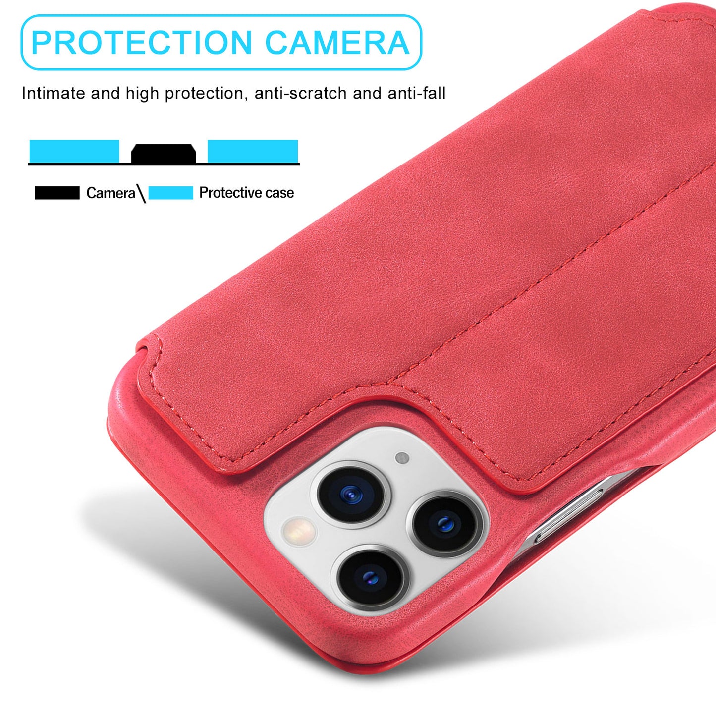 LC.IMEEKE Vintage PU Leather Case Shell with Stand and Card Slot for iPhone 13 Pro 6.1 inch