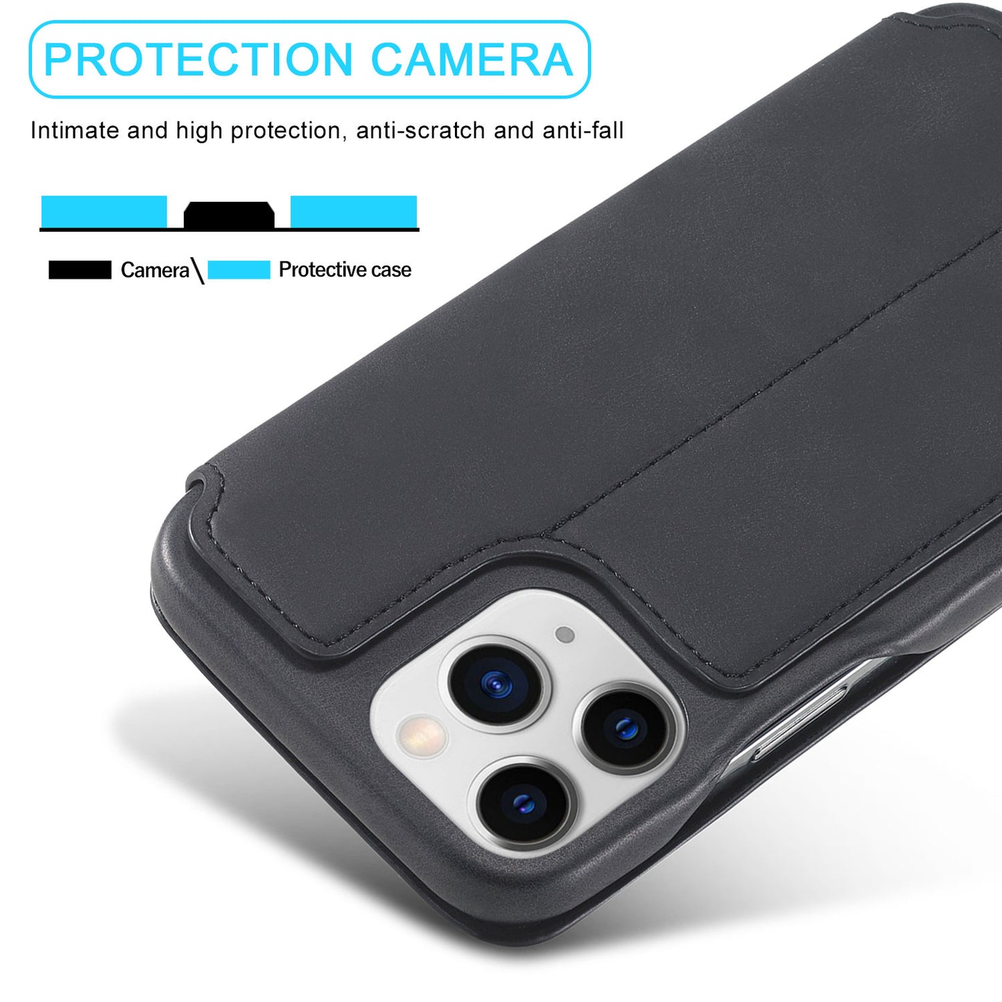 LC.IMEEKE Stand Card Slot Design Auto-absorbed Vintage Style Leather Phone Case Shell for iPhone 13 Pro Max 6.7 inch