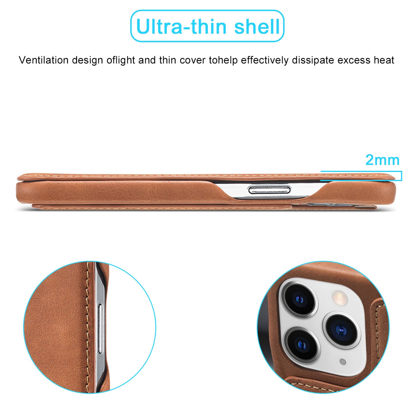 LC.IMEEKE Stand Card Slot Design Auto-absorbed Vintage Style Leather Phone Case Shell for iPhone 13 Pro Max 6.7 inch