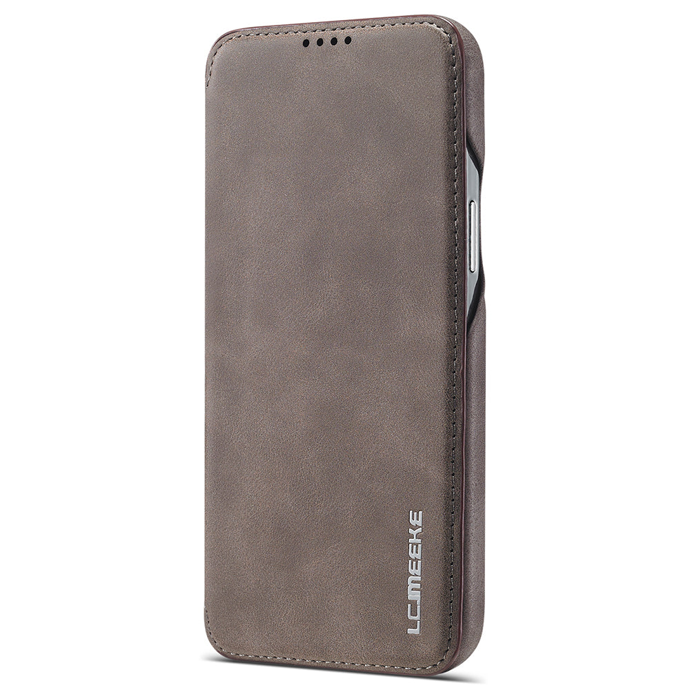 LC.IMEEKE Stand Card Slot Design Auto-absorbed Vintage Style Leather Phone Case Shell for iPhone 13 Pro Max 6.7 inch