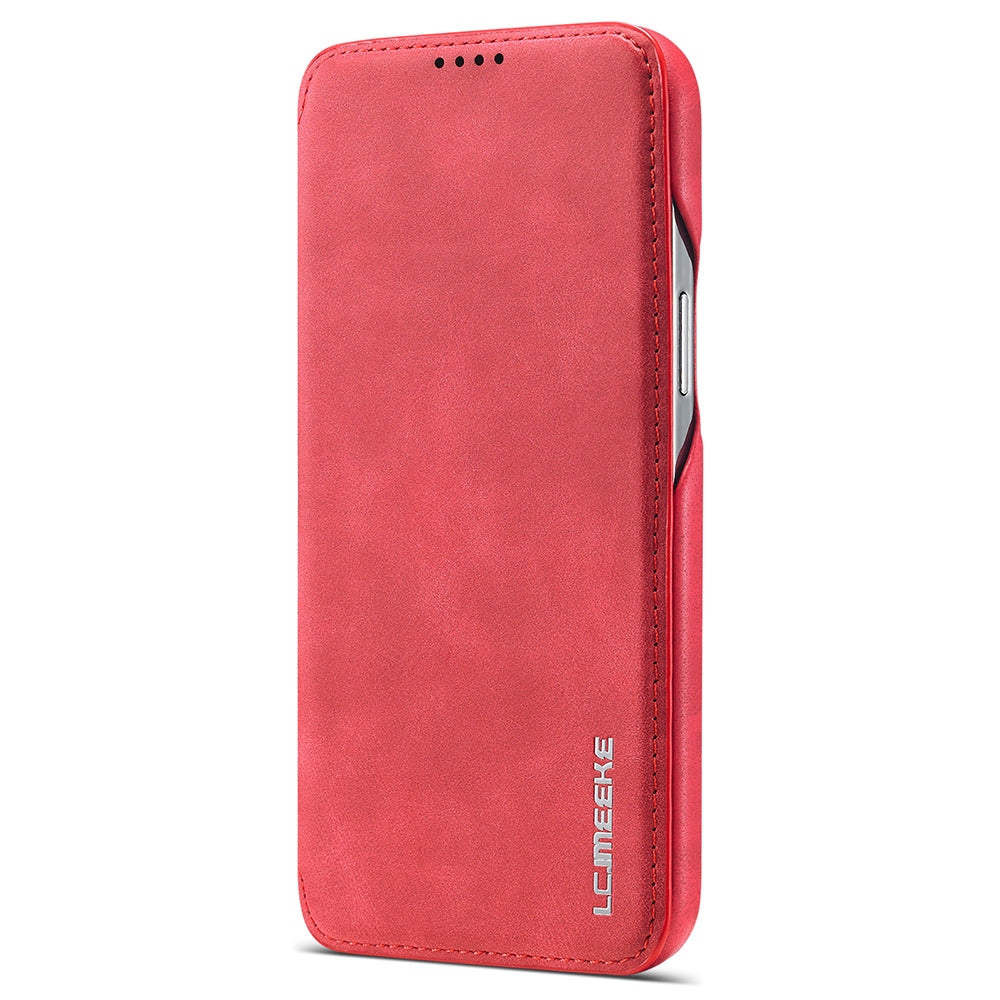 LC.IMEEKE Stand Card Slot Design Auto-absorbed Vintage Style Leather Phone Case Shell for iPhone 13 Pro Max 6.7 inch