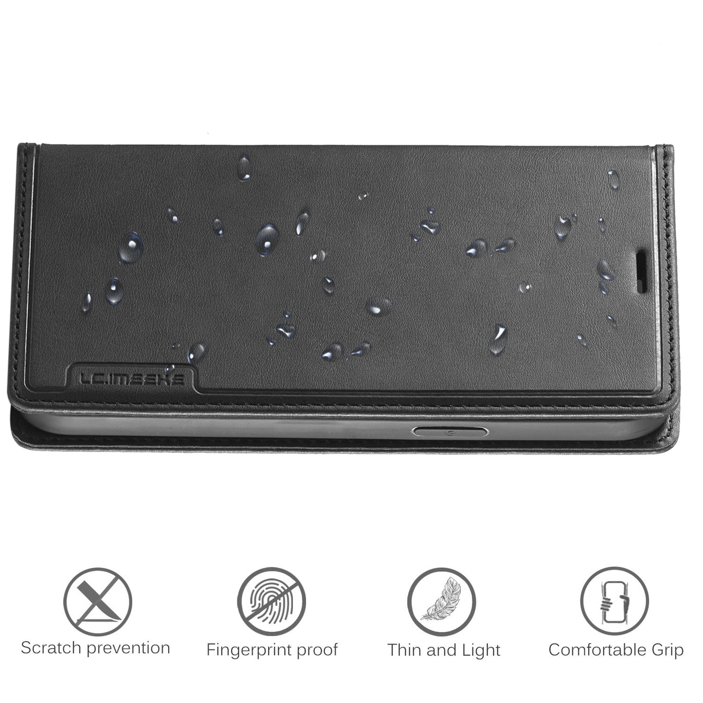 LC.IMEEKE LC-001 Series Full Body Protection Card Slots Auto-absorbed Closure Leather Cell Phone Case for Apple iPhone 13 Pro Max 6.7 inch