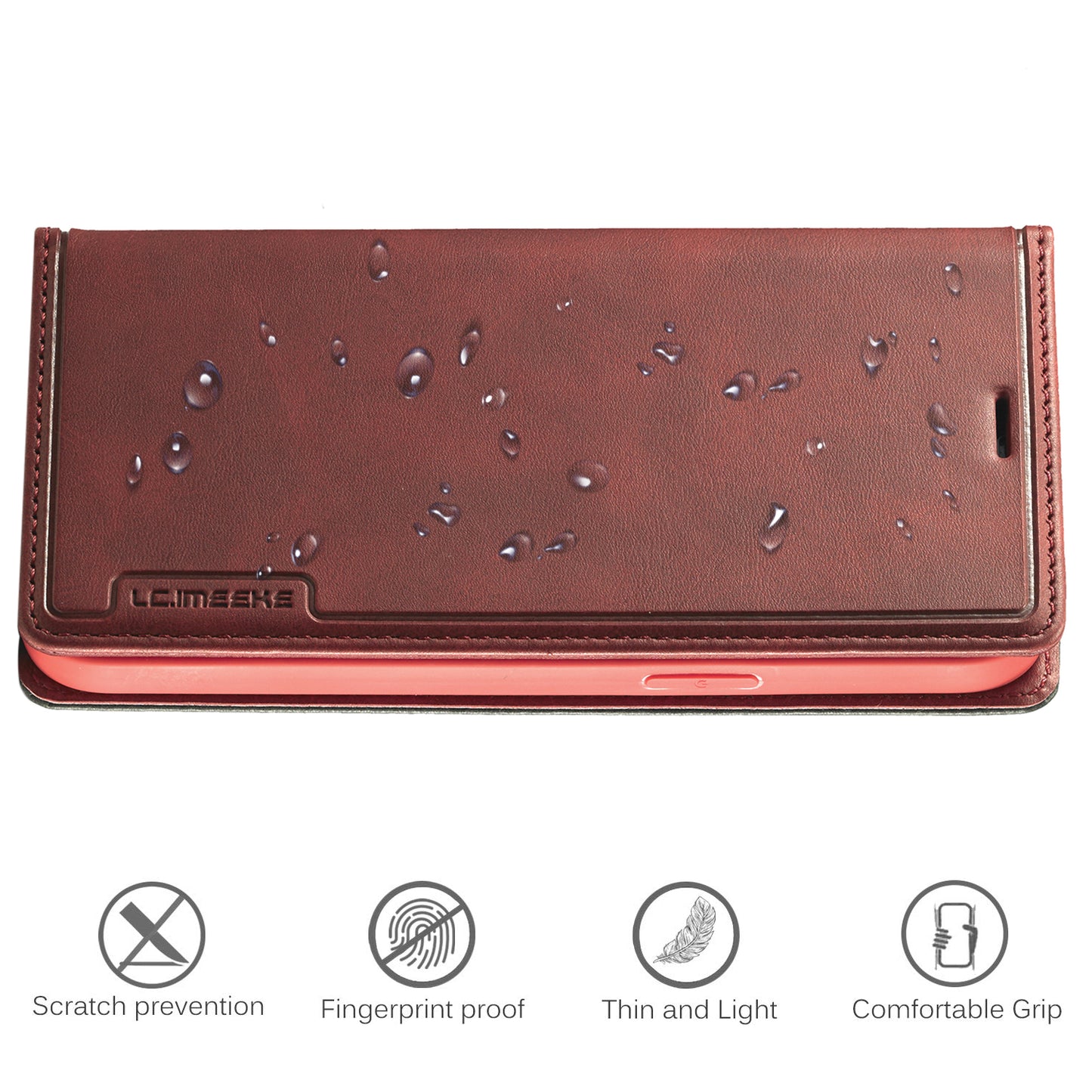 LC.IMEEKE LC-001 Series Full Body Protection Card Slots Auto-absorbed Closure Leather Cell Phone Case for Apple iPhone 13 Pro Max 6.7 inch