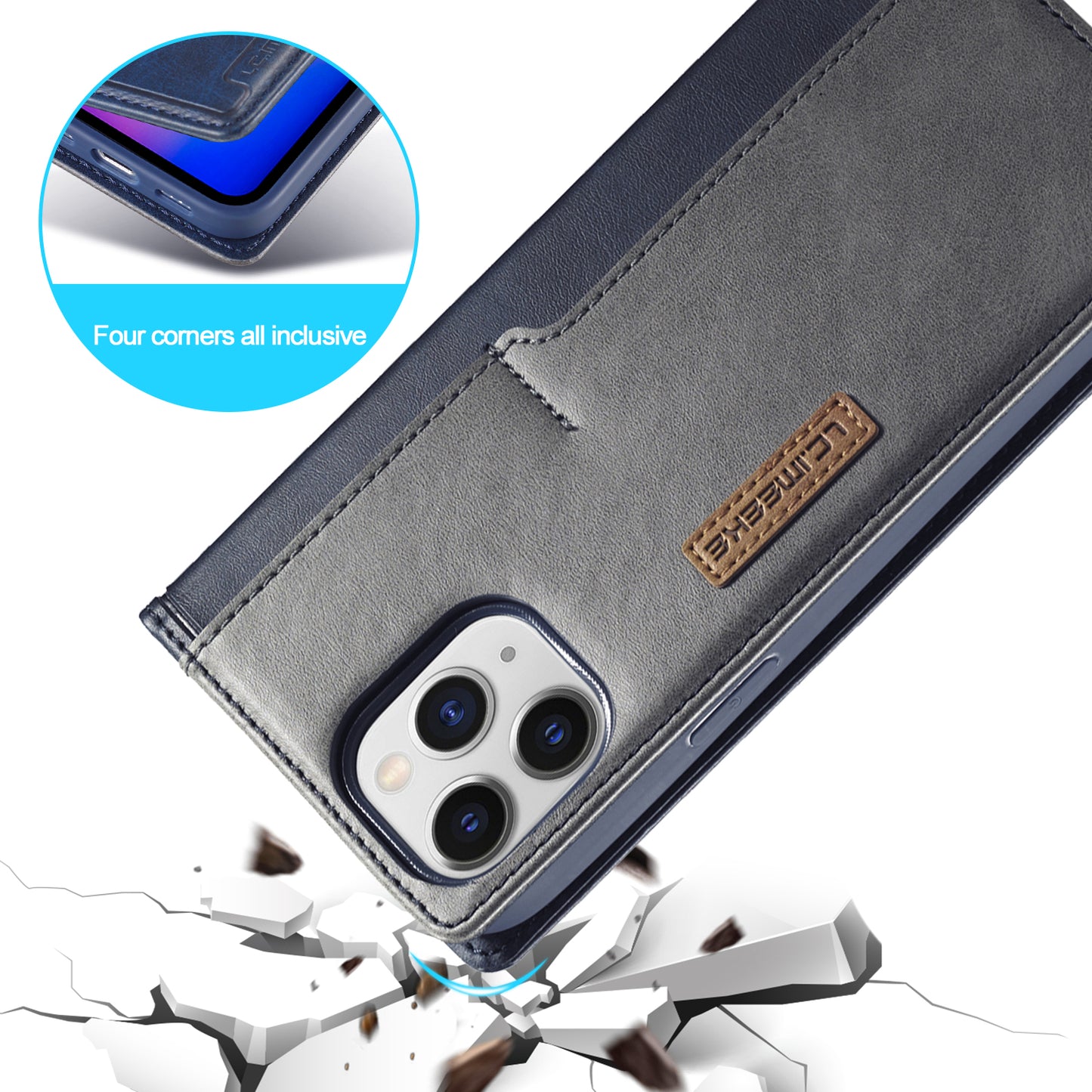 LC.IMEEKE LC-001 Series Full Body Protection Card Slots Auto-absorbed Closure Leather Cell Phone Case for Apple iPhone 13 Pro Max 6.7 inch