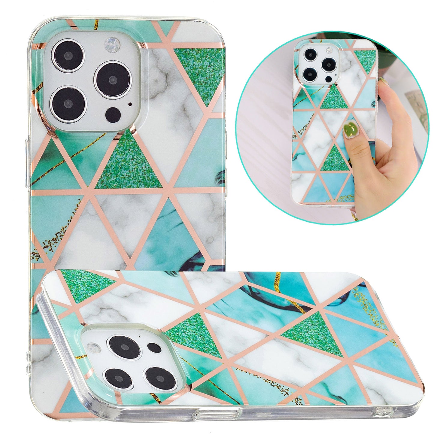 Marble Pattern Electroplating IMD TPU Case Anti Scratch Phone Shell for iPhone 13 Pro 6.1 inch