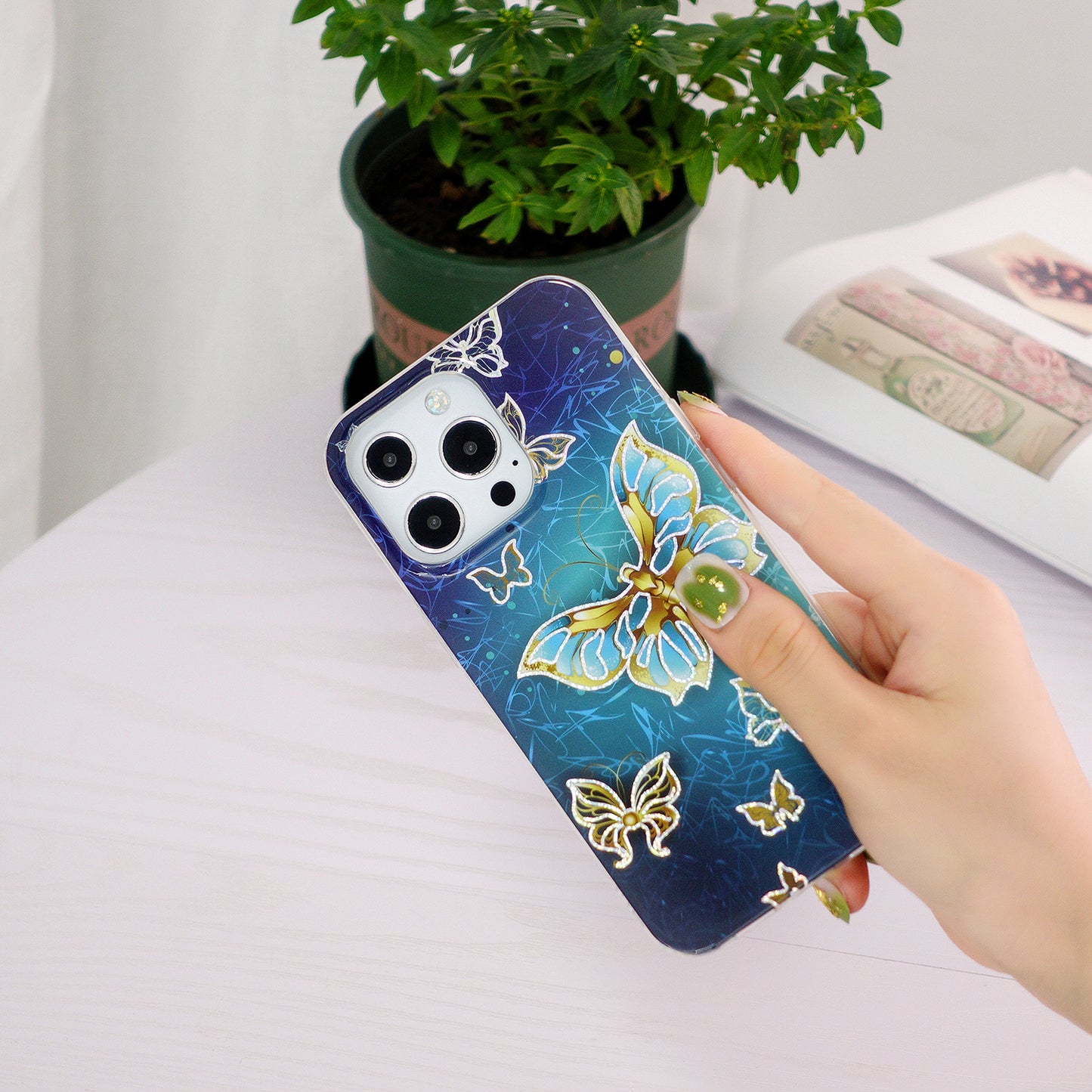 Marble Pattern Electroplating IMD TPU Case Anti Scratch Phone Shell for iPhone 13 Pro 6.1 inch