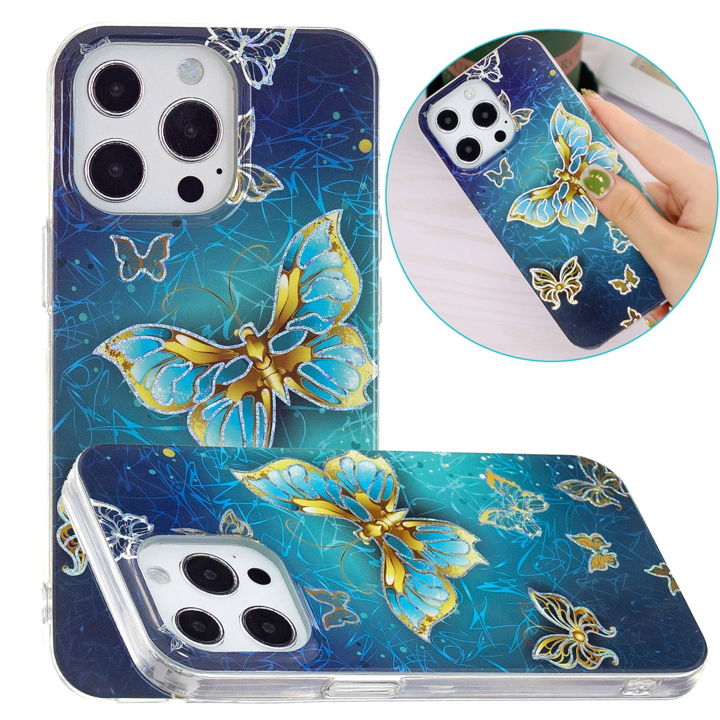 Marble Pattern Electroplating IMD TPU Case Anti Scratch Phone Shell for iPhone 13 Pro 6.1 inch