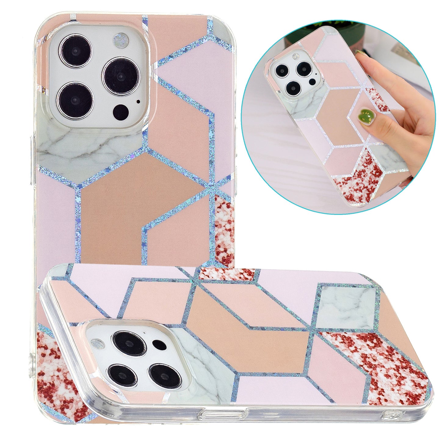 Marble Pattern Electroplating IMD TPU Case Anti Scratch Phone Shell for iPhone 13 Pro 6.1 inch