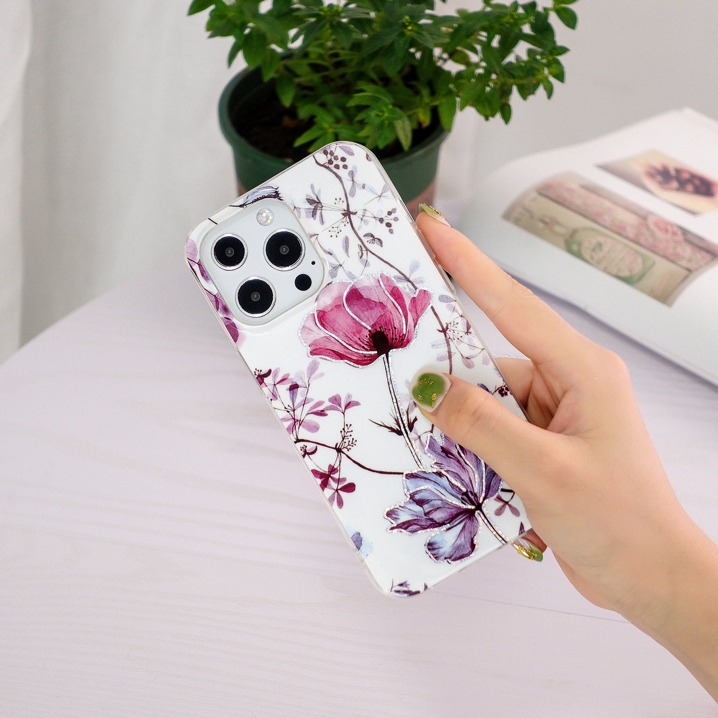 Marble Pattern Electroplating IMD TPU Case Anti Scratch Phone Shell for iPhone 13 Pro 6.1 inch