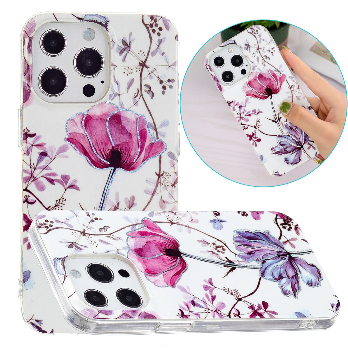 Marble Pattern Electroplating IMD TPU Case Anti Scratch Phone Shell for iPhone 13 Pro 6.1 inch