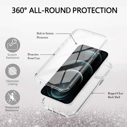 LA1 Series Gradient Color Full Protection 3-in-1 Shockproof Hard PC Frame + Soft TPU Back Protective Phone Case Built-in PET Screen Protector for Apple iPhone 12/12 Pro 6.1 inch